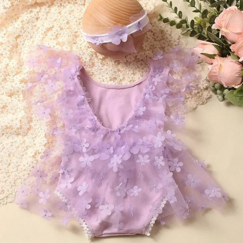 Newborn Flower Lace Princess Dress Baby Growth Commemorative Take Photos  Clothing Neonatus Full Moon Souvenir Photography Props