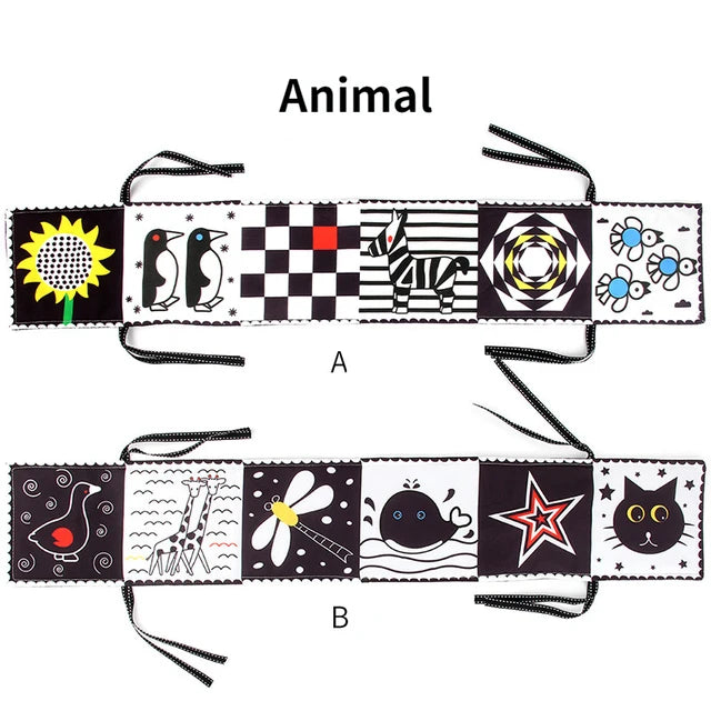 Baby Book Black and White Books for Newborn Babies Bed Crib Bumper Sensory Cloth Book Montessori High Contrast Baby Toys 0 12 M