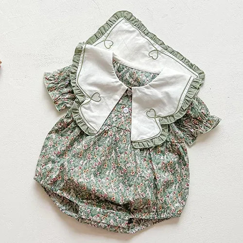 Newborn Baby Girls Jumpsuit Flying Sleeve Cotton Bodysuits