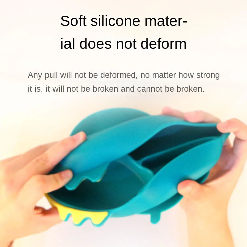 Baby Dinosaur Silicone Tableware Learning Spoon Fork Set Kids Anti-slip Feeding Training Utensils  Food Grade Silicone Dishes