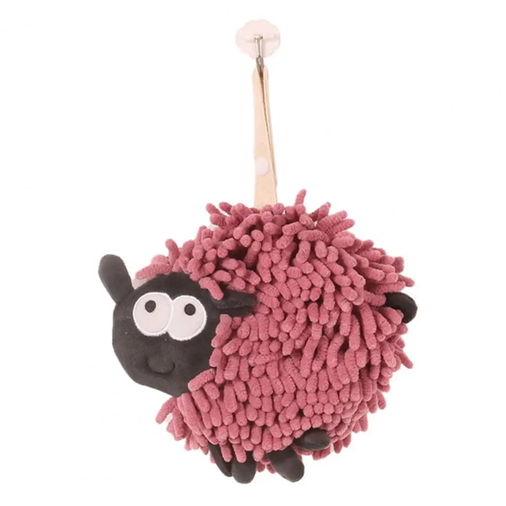 Chenille Cartoon Sheep Hanging Towel Adjustable Lanyard Hanging Hand Towel Soft Comfortable Skin-touch Kitchen Towel For Home