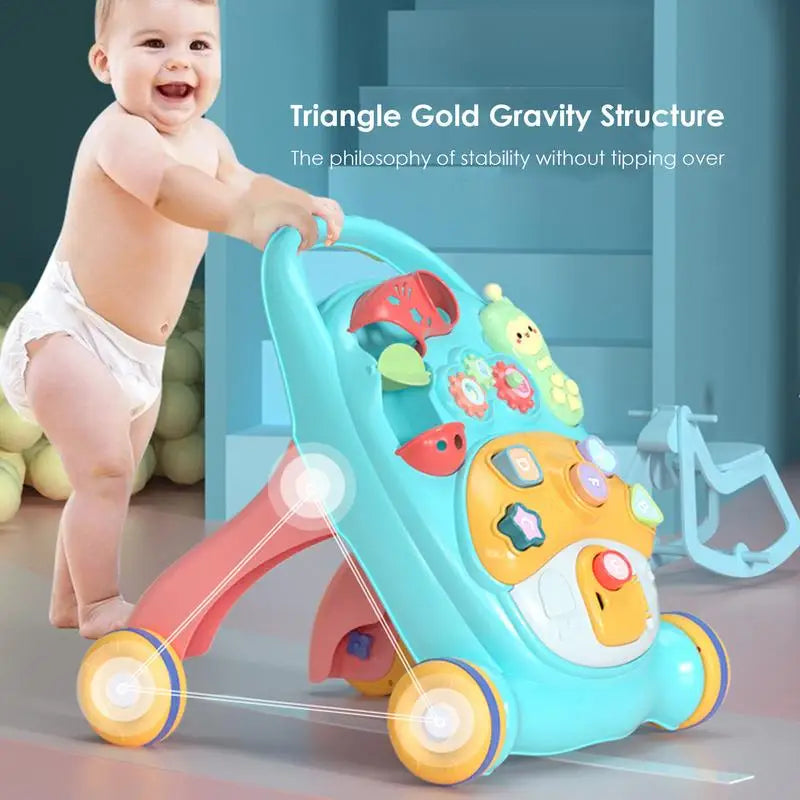 Multi-function Baby Walker With Wheel Cartoon Musical Toy Push Walking Leaning Supplies For Toddler Activities Toy Gifts