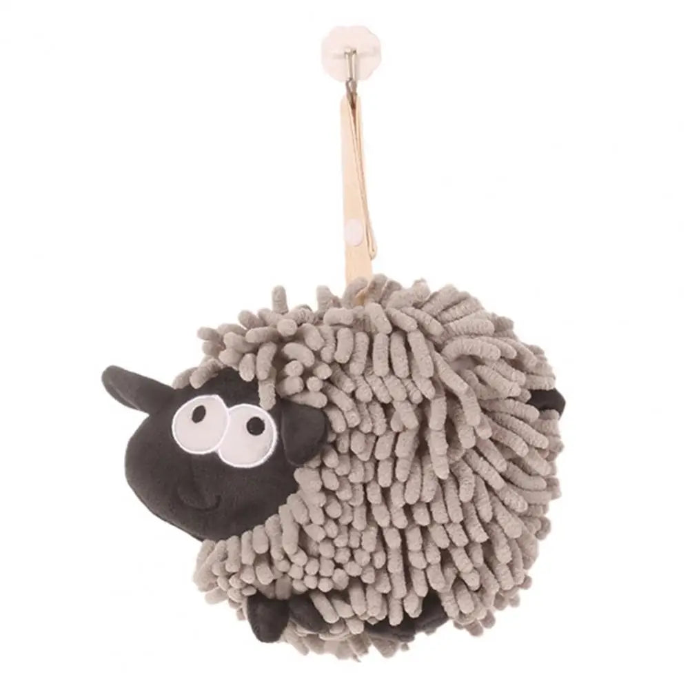 Chenille Cartoon Sheep Hanging Towel Adjustable Lanyard Hanging Hand Towel Soft Comfortable Skin-touch Kitchen Towel For Home