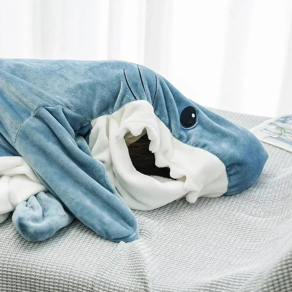 Cartoon Shark Sleeping Bag Pajamas Office Nap Shark Blanket Karakal High Quality Fabric Mermaid Shawl Blanket For Christmas Gift