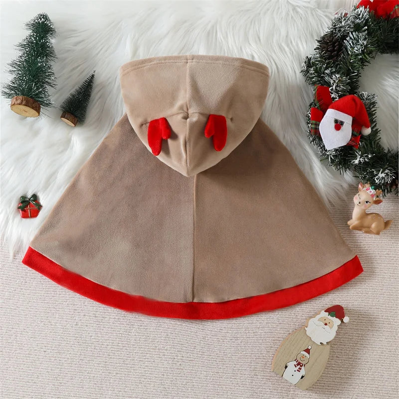 Christmas Baby Boys Girls Cape Autumn Festival Party Clothing Baby Windbreak Mantle Elk Design Lovely Hooded Cloak