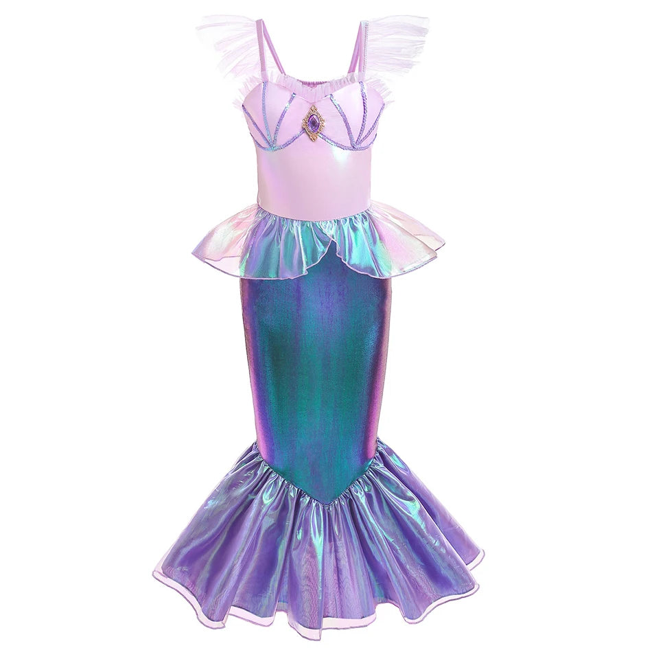 DISNEY Little Mermaid Ariel Charm Princess Dress Cosplay Costumes
