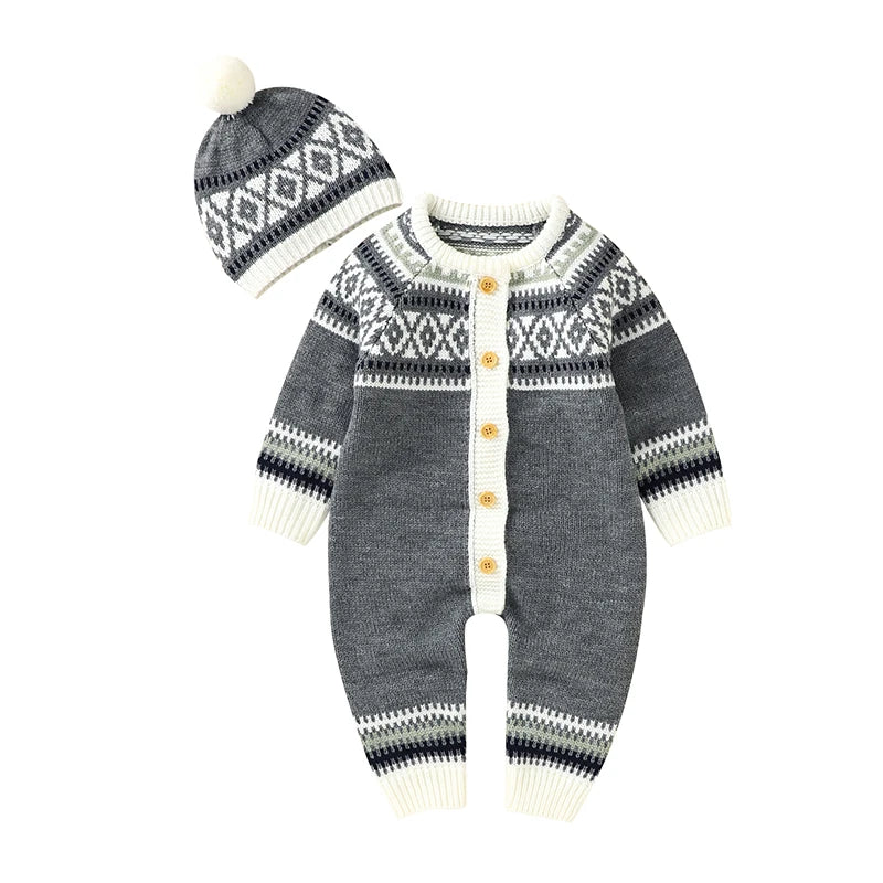 Baby Rompers Long Sleeve Infant Boys Girls Jumpsuits Clothes Autumn Solid Knitted Newborn Toddler Kids Overalls One Piece 0-18M
