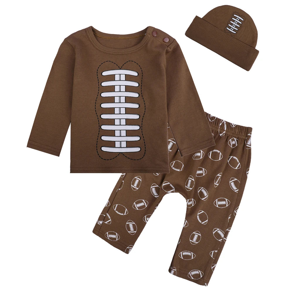 Baby Boy Clothes Set Infant Pilot Carnival Top+Pants+Hat Costume 3PCS