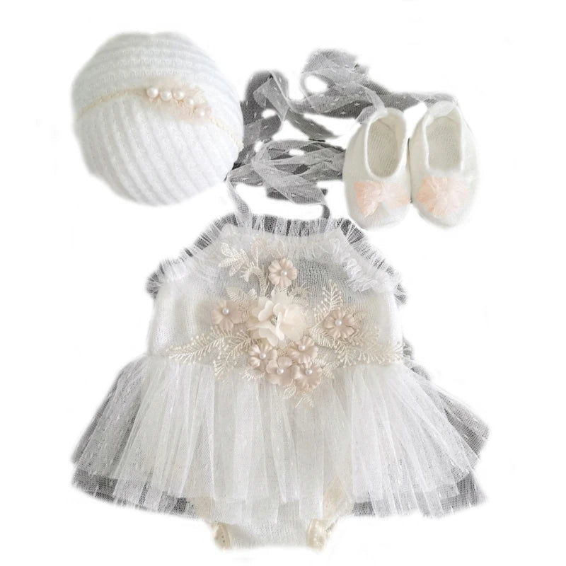 Baby Girl Infant Headdress & Tulle Tutu Jumpsuit Party Dress