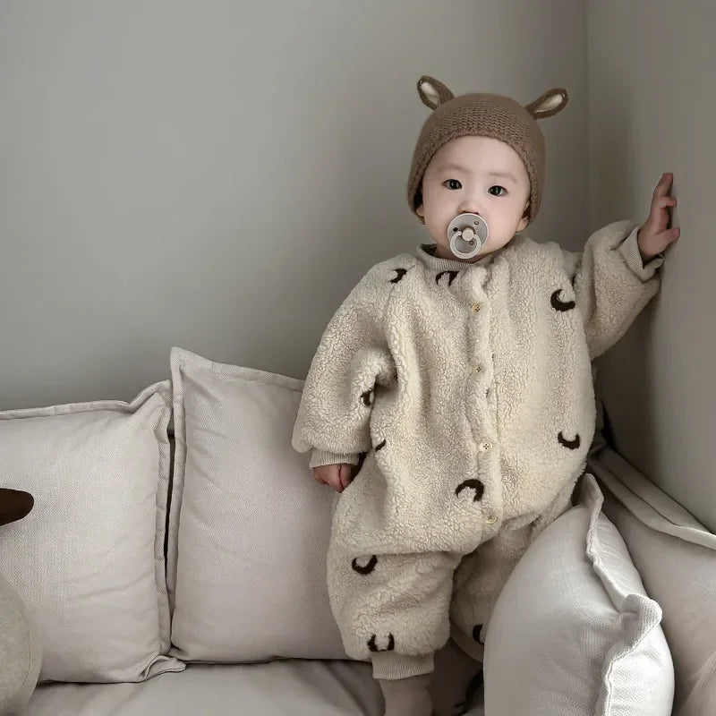New Winter Baby Girl Boy Fleece Rompers