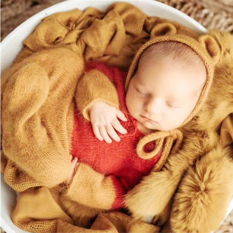 Mohair Little Bear Hat+Jumpsuits 2Pcs/set Studio