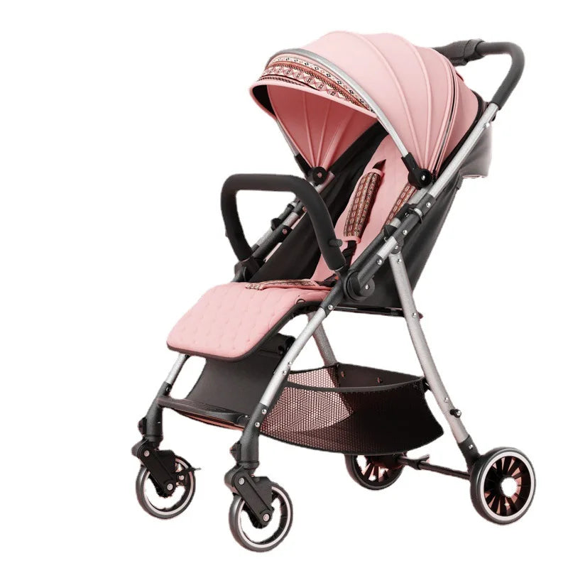 Baby Stroller 3-in-1 Fashion Four Seasons Universal Four Wheel Shock Absorber Umbrella Bi-directional Folding Baby Stroller