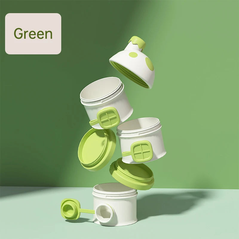 BBET Baby Milk Powder Dispenser Box Snack Container Storage 3-layer Mushroom Portable Sealed Moisture-proof Powder Container