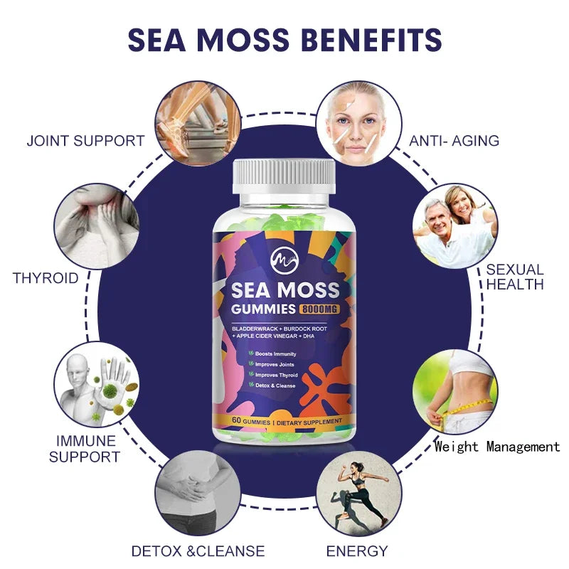 Sea Moss Multivitamin Gummies Replenish Dietary for Adults