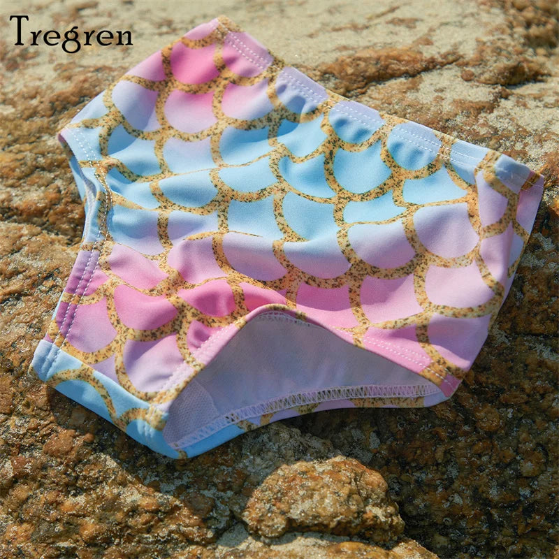 Tregren Toddler Baby Girls Swimsuit Beach Bikini Halter Tassel Fish Scale/Watermelon Print Swimwear Summer Swimming Bathing Suit