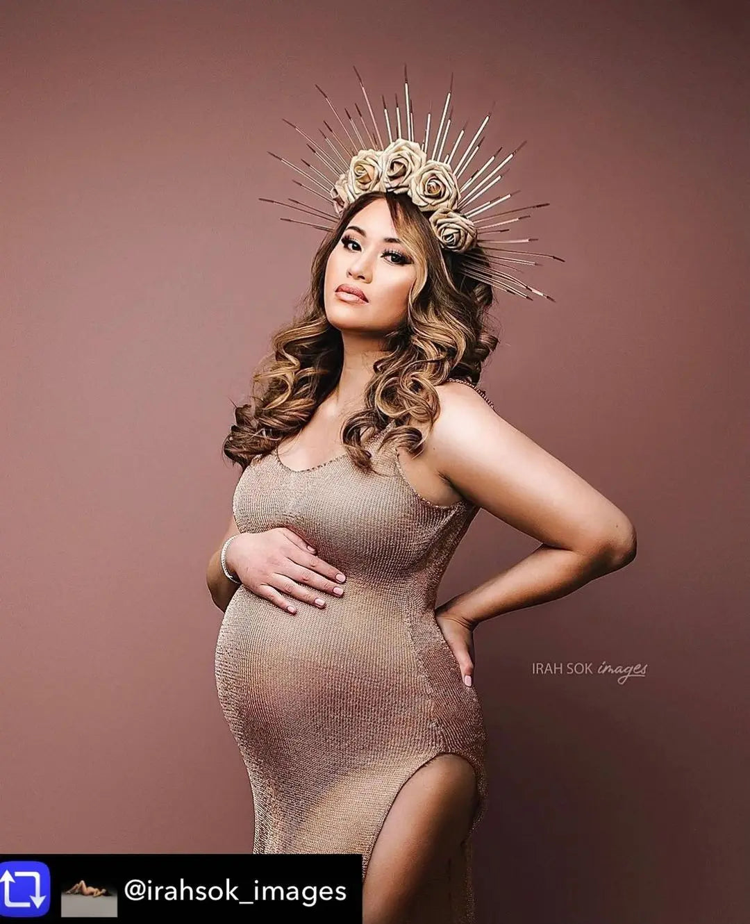 Pregnancy Dress Gold Knitted Maternity Dresses