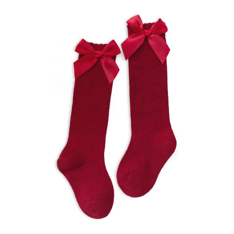 Baby Socks Newborn Girls Striped High Princess Bow Socks