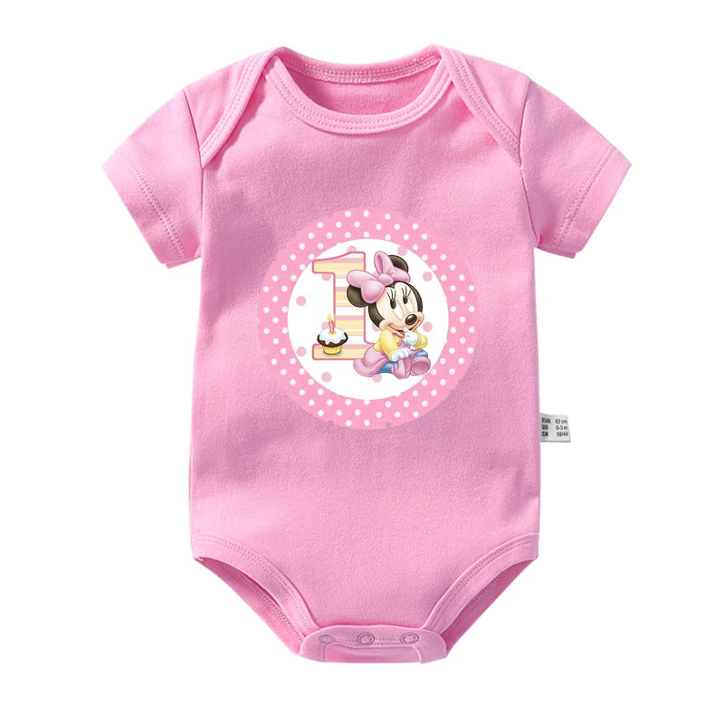 My 1st Birthday Mickey Mouse Cotton Baby Bodysuits