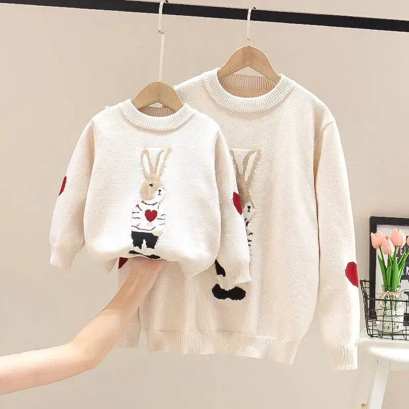 Mom Son Matching Family Jumper Mother And Daughter Sweater Children's Knitted Pullover Korean Parent-Child Autumn Winter Clothes