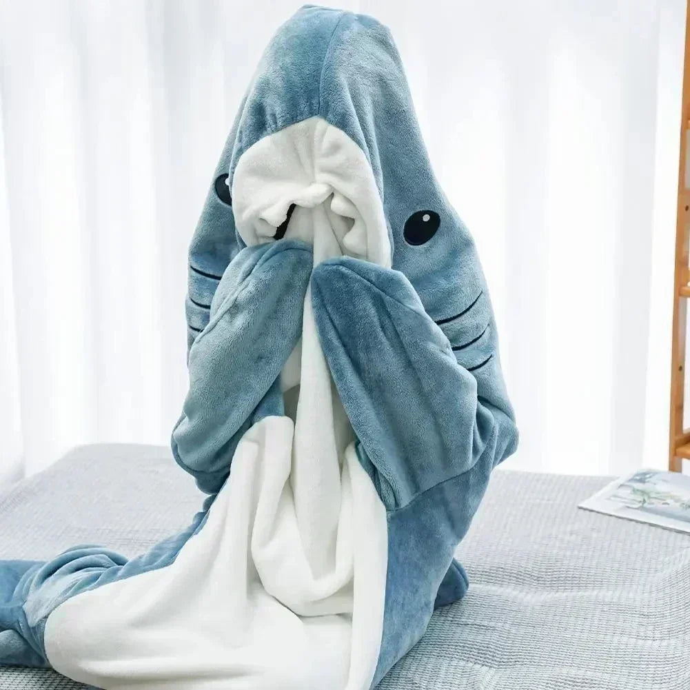 Cartoon Shark Sleeping Bag Pajamas Office Nap Shark Blanket Karakal High Quality Fabric Mermaid Shawl Blanket For Christmas Gift
