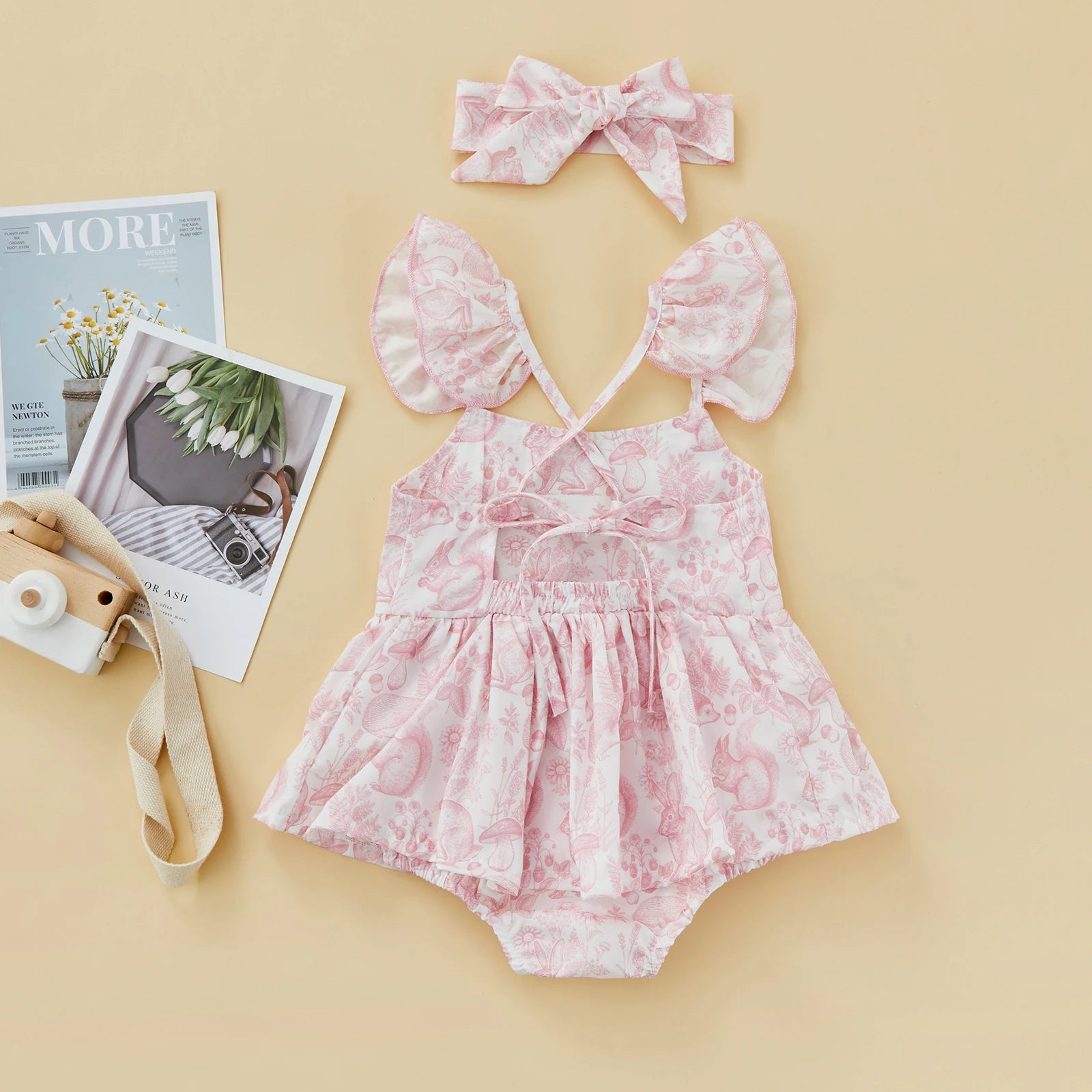 Baby Girl Cartoon Rabbit Print Ruffle Cute Dress