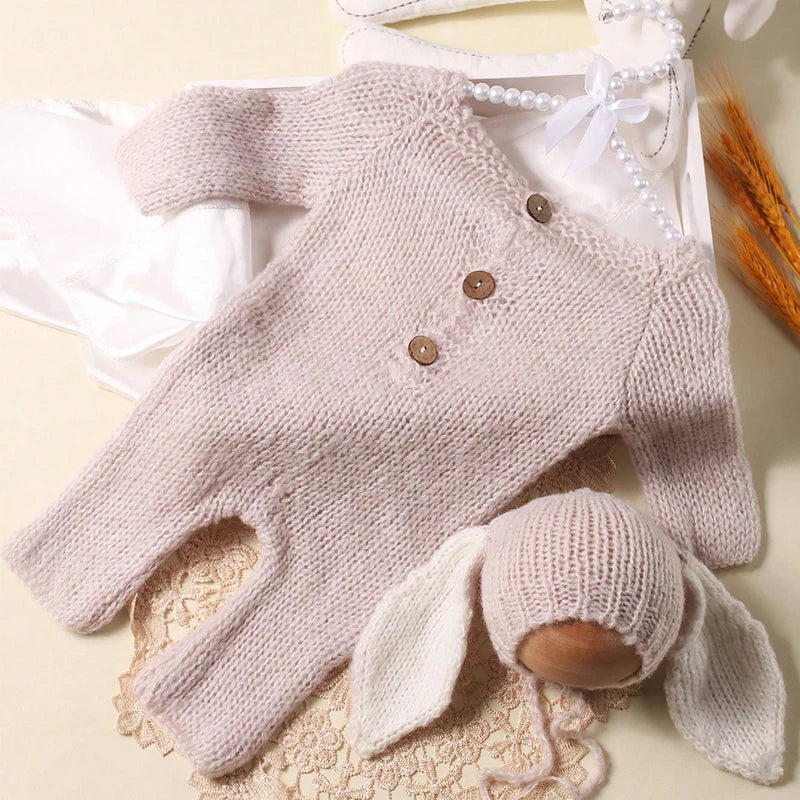 Knitted Newborn Rabbit Easter Sets Baby Photography  Props