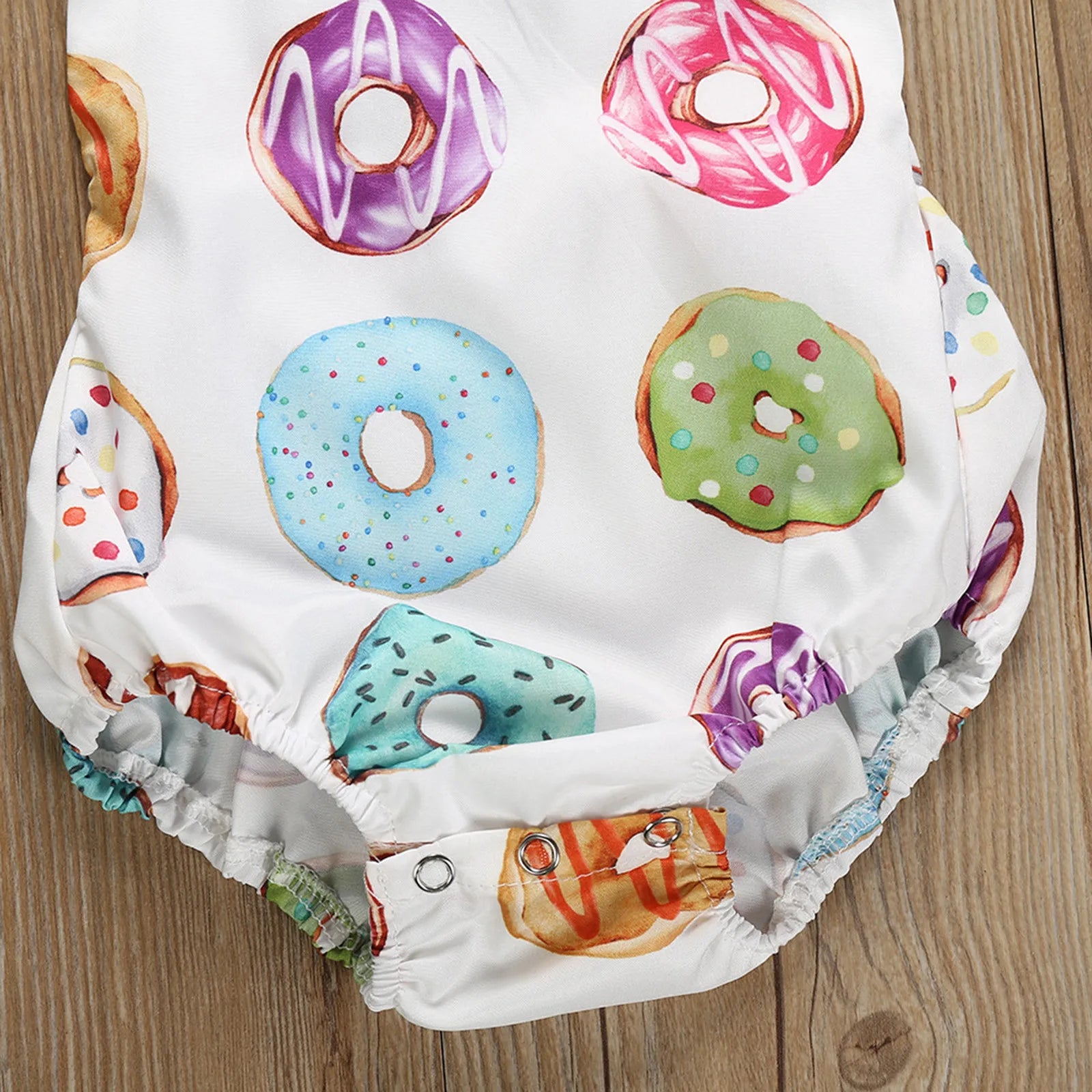 Baby Girl Donuts Bodysuits Colorful Bodysuit Headband 2Pcs Outfits