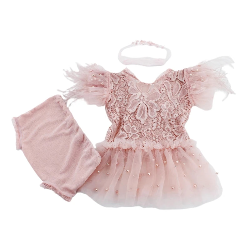 Baby Girl Lace Dress Infant Toddler Headdress