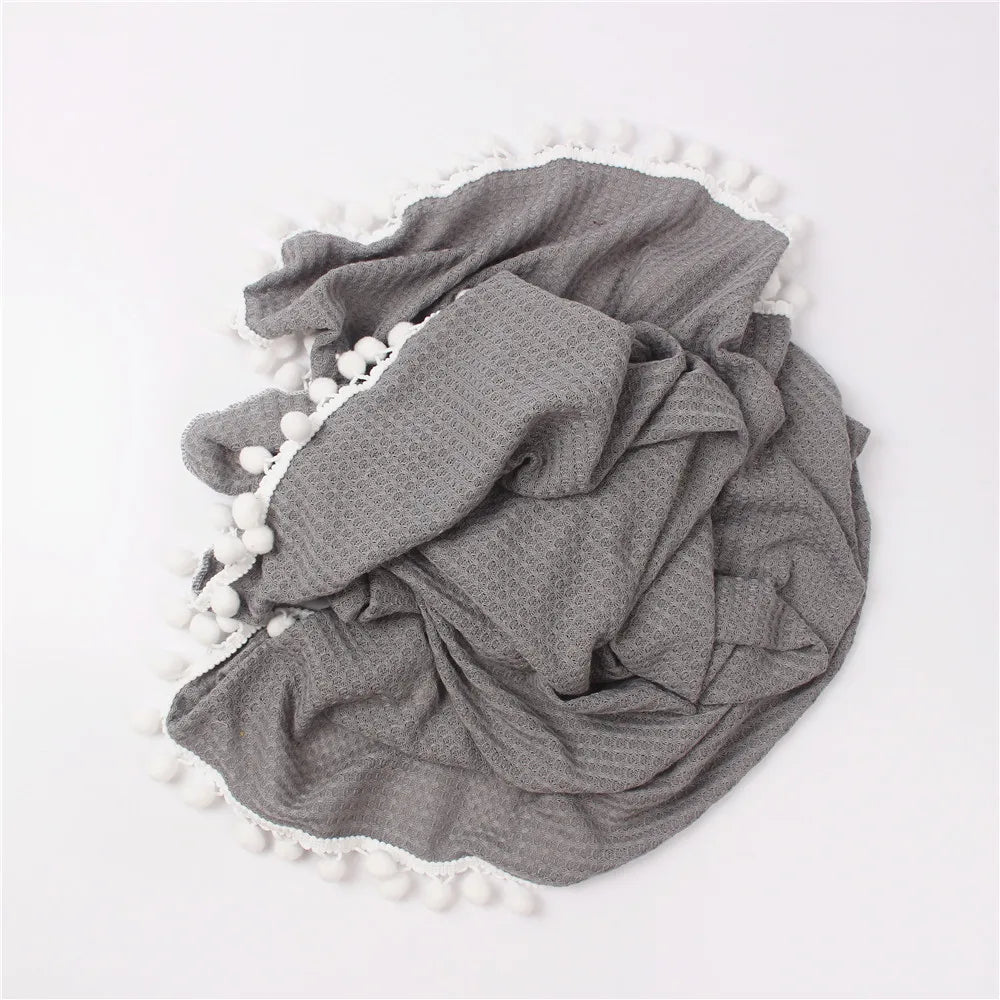 Cotton Muslin Swaddle Blankets for Newborn Baby Tassel Receiving Blanket New Born Swaddle Wrap Infant Sleeping Quilt Cover 90x90