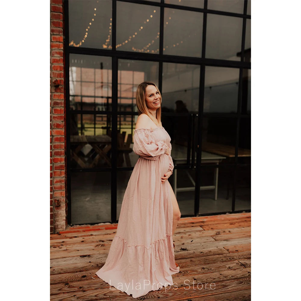 New Maternity Dresses Photoshoot Clothes Linen Cotton Dress