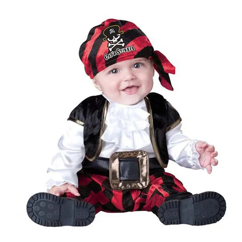 Baby Boys Captain Pirate Costume Infant Toddler Romper Jumpsuit