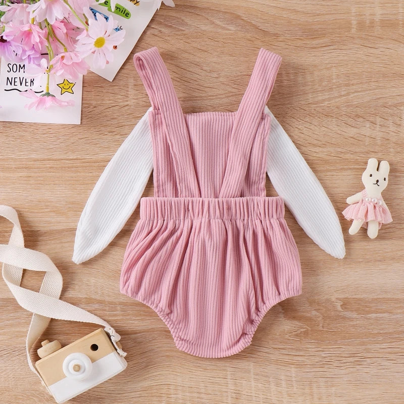 Baby Bunny Rabbit Ear Backless Sleeveless Strap Bodysuit
