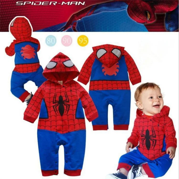 Baby Spiderman Romper Long Sleeve Bodysuit Infant Halloween Costume