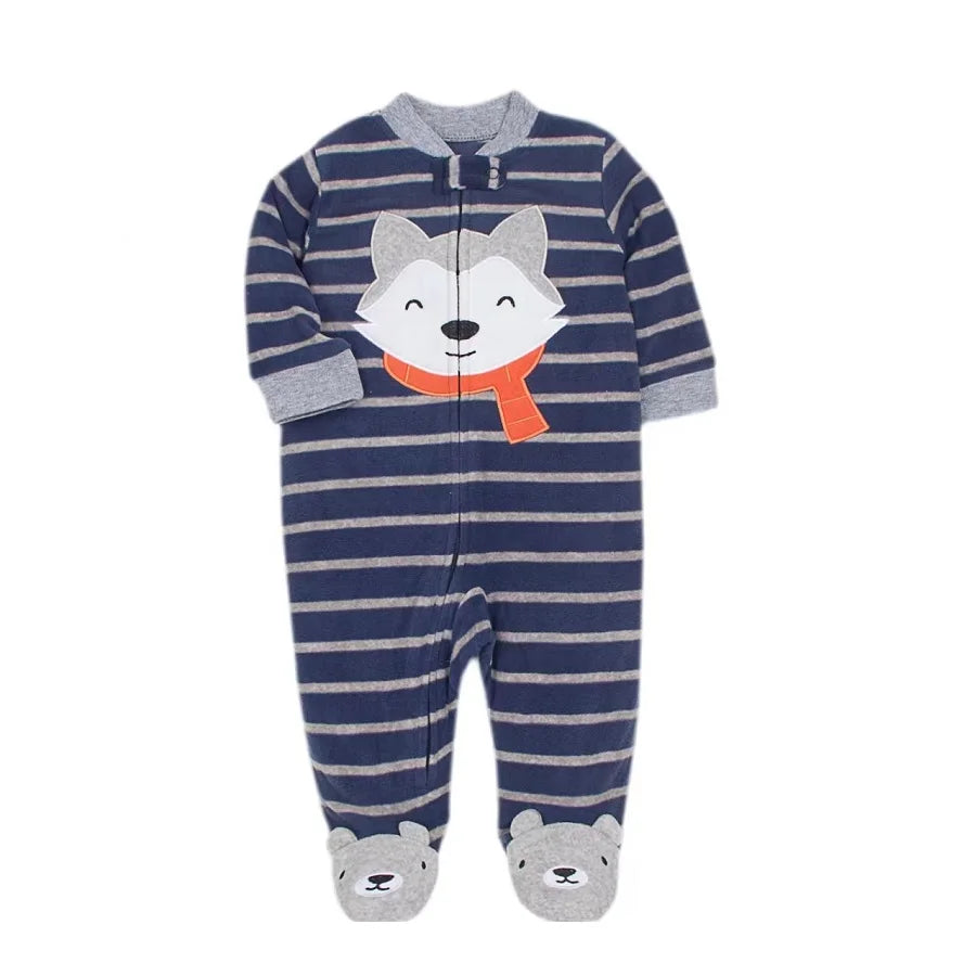 Footed Warm Baby Rompers 2023 Fall Winter Cute Animal Micro Polar Fleece Hot Baby Pajamas Infant jumpsuits Sleepwear 0/3-12M