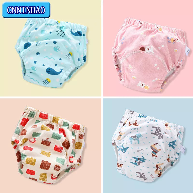 Baby Reusable Washable Diaper Pant Infant Potty Training Cloth Pocket Nappy Panties Diapers 6 Layers Cover Wrap Suits Girls Boys
