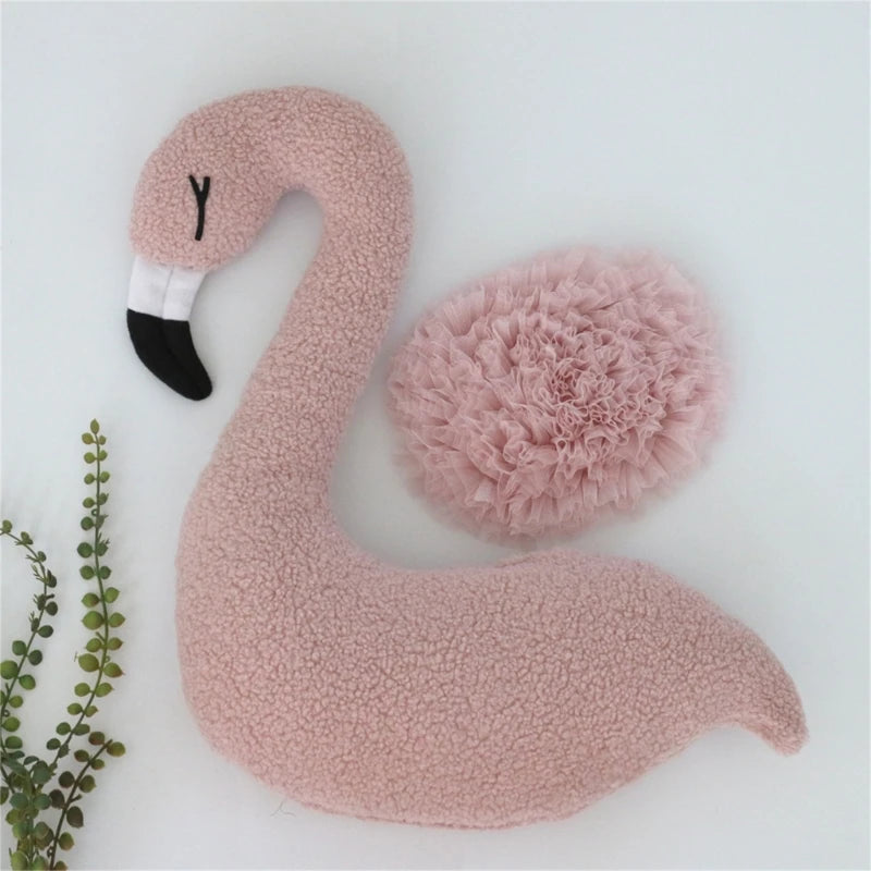 Newborn Baby Photography Props Floral Backdrop Cute Pink Flamingo Posing Doll Outfits Set Accessories Studio Shooting Photo Prop