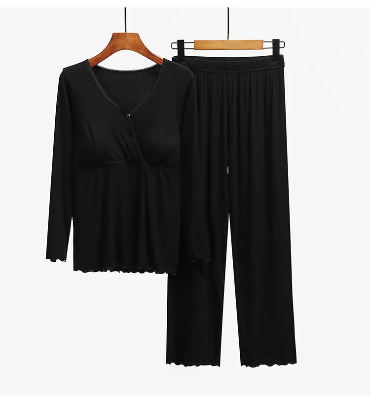 Maternity Nursing Sleepwear Breastfeeding Nightwear for Pregnant Women Pregnancy Breast Feeding Pajamas Suits Maternity  Clothes