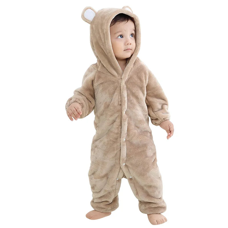 Kigurumis Bear Baby Rompers Winter Costume Flannel Jumpsuits