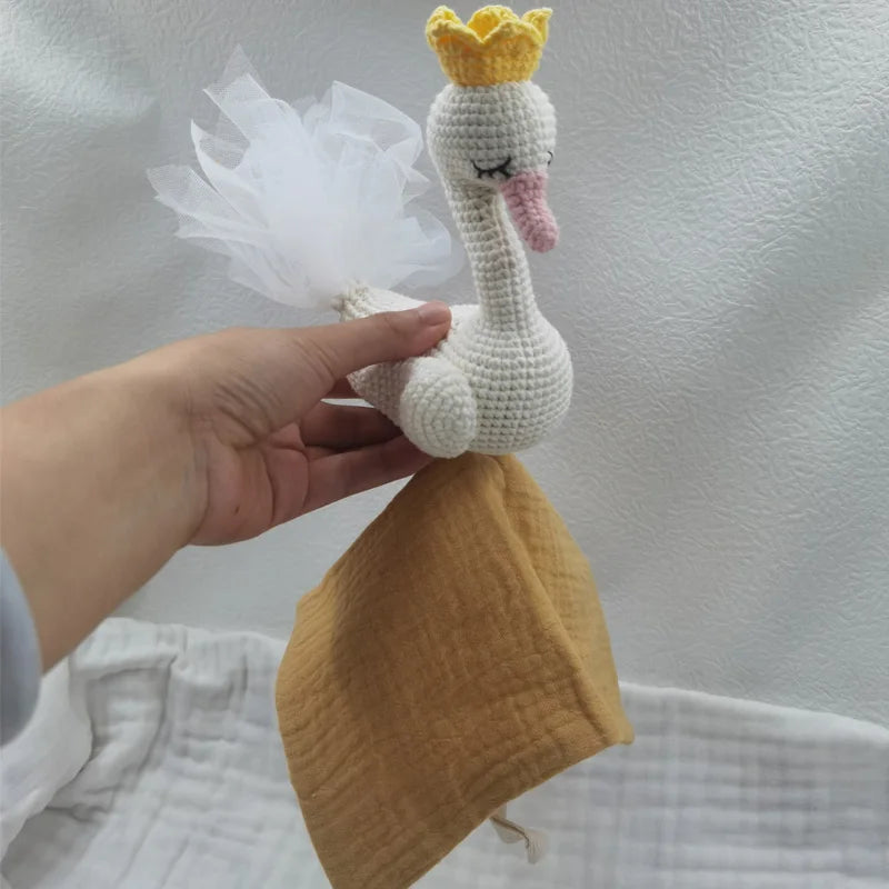 Baby Soother Appease Towel Bib Soft Swan Sleeping Doll Teether