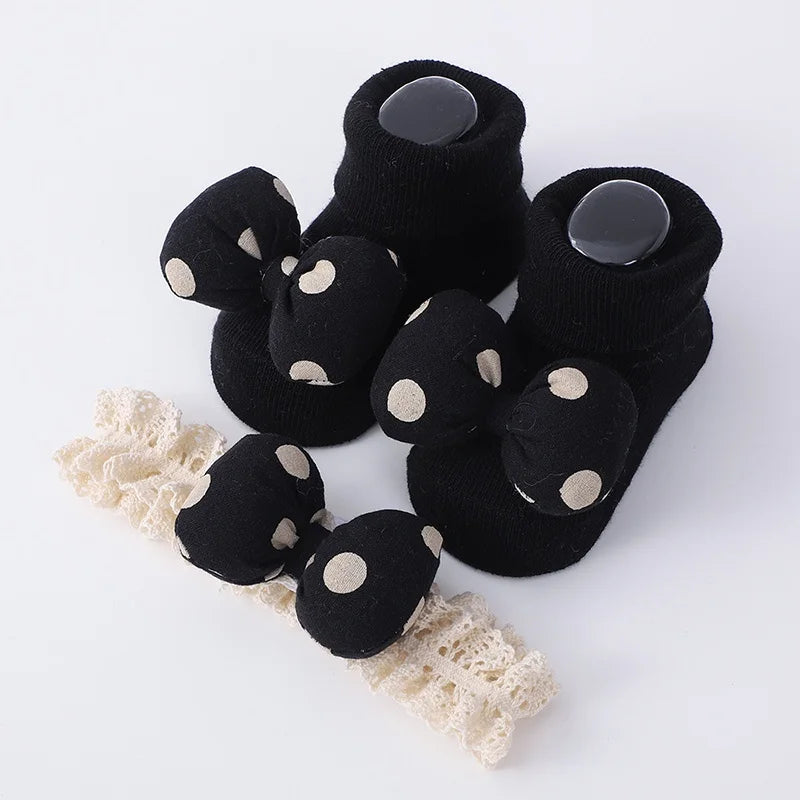 Baby Girl Headbands Socks 2Pcs/Set Sweet Cute Bow Newborn Baby Headband Elasitc Hair Bands Hair Accessories Xmas Gift
