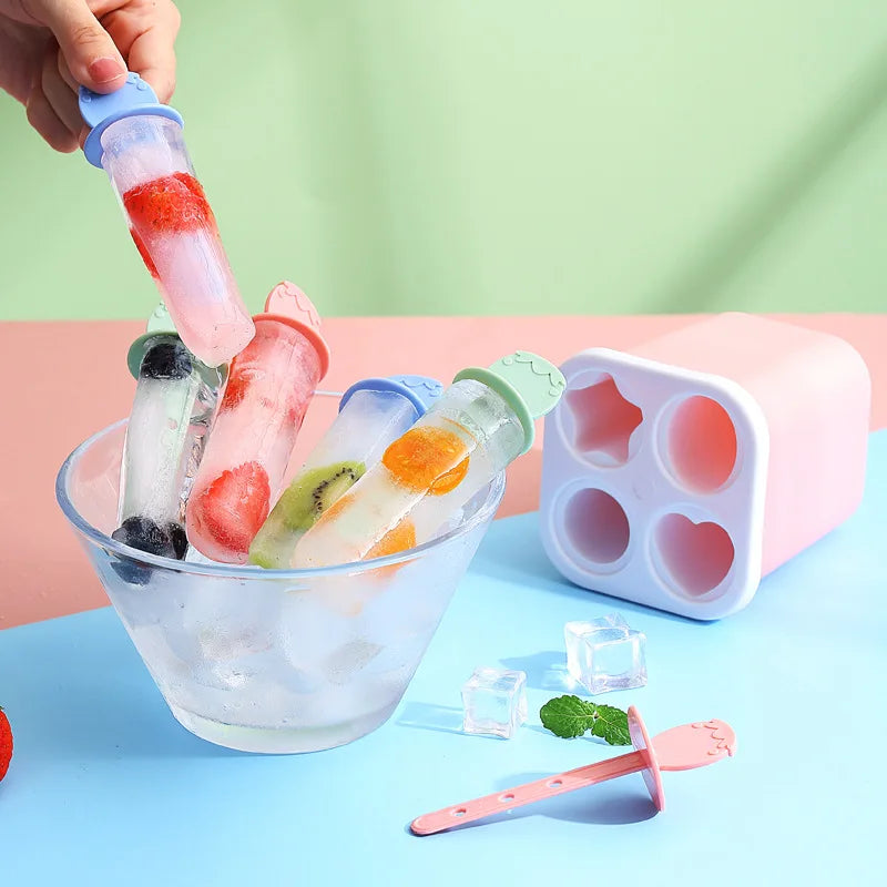 DIY Ice Cream Popsicle Mold Homemade Ice Box with Plastic Stick Icemaker Baby Food Supplement Tools Kitchen Gadgets