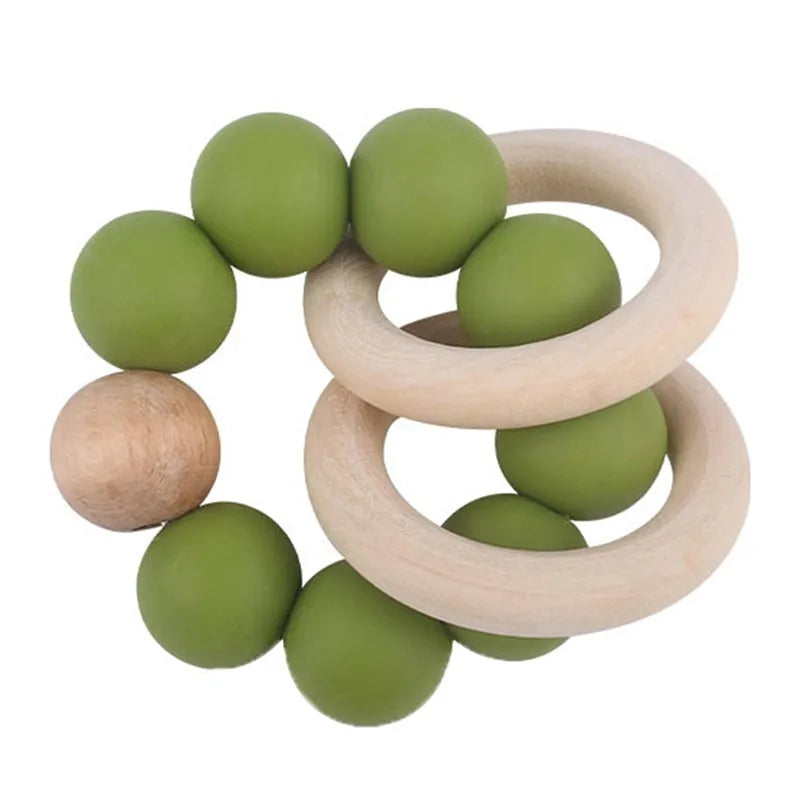 Baby Rattles Play Stroller Toy Teether Wooden Toy