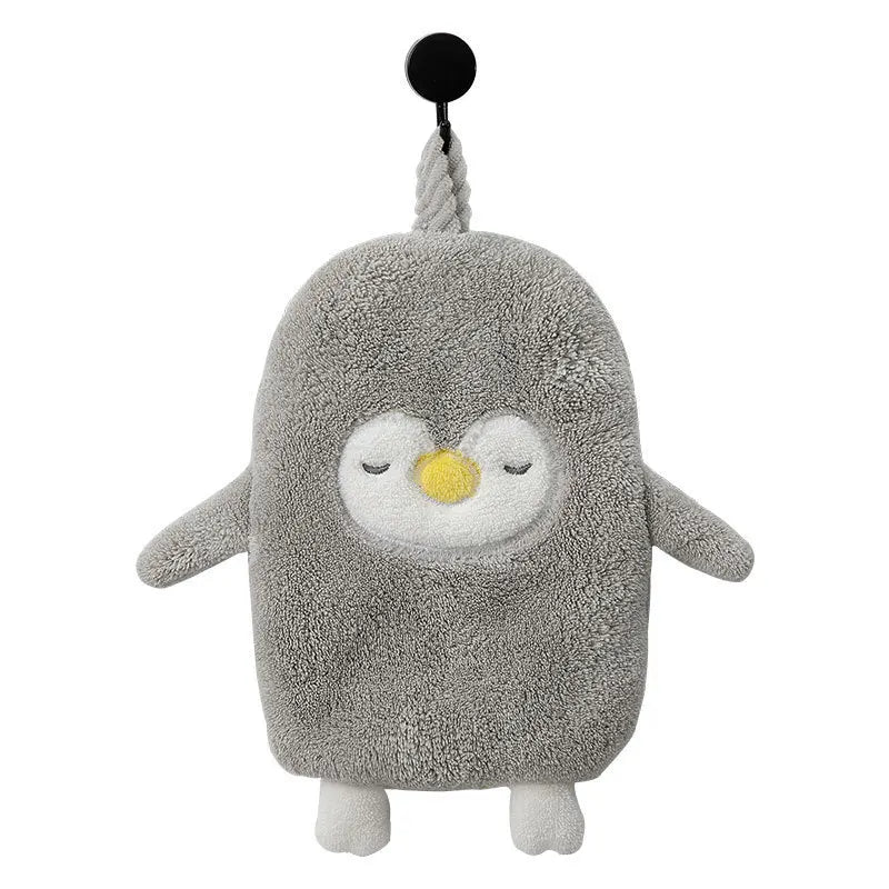 Soft Plush Penguin Bath Towel Baby Cartoon Animal Wipe Hanging Bathing Coral Velvet Towel Kitchen Towel