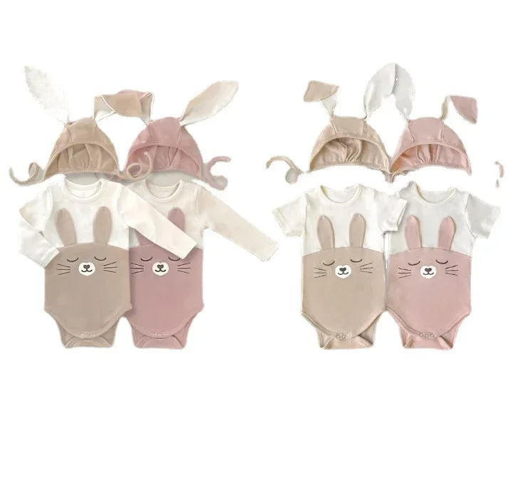 Newborn Clothes Baby Cute Bodysuit with Hat Summer Clothes