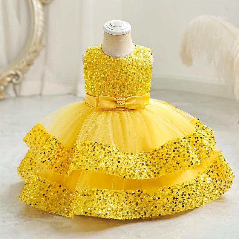 Baby Girl Princess Elegant Dress Kid Wedding Birthday Dresses Frocks Children Costume Bow Prom Ball Gown Party Dresses For Girls
