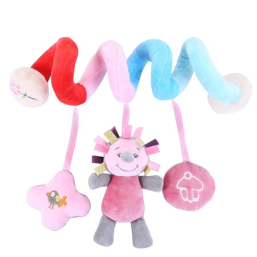 Car Seat Toys Infant Baby Fox Spiral Plush Activity Hanging Stroller Bar Crib Bassinet Mobile with Music BB Squeaker and Rattles