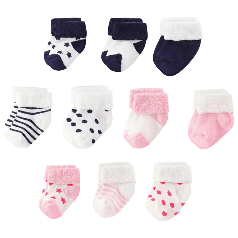 5 Pairs 100%Cotton Baby Girls Socks Sets New Born Solid Color 0-12M Unisex Baby Boys Socks Infant Supplies Accessories Bebes