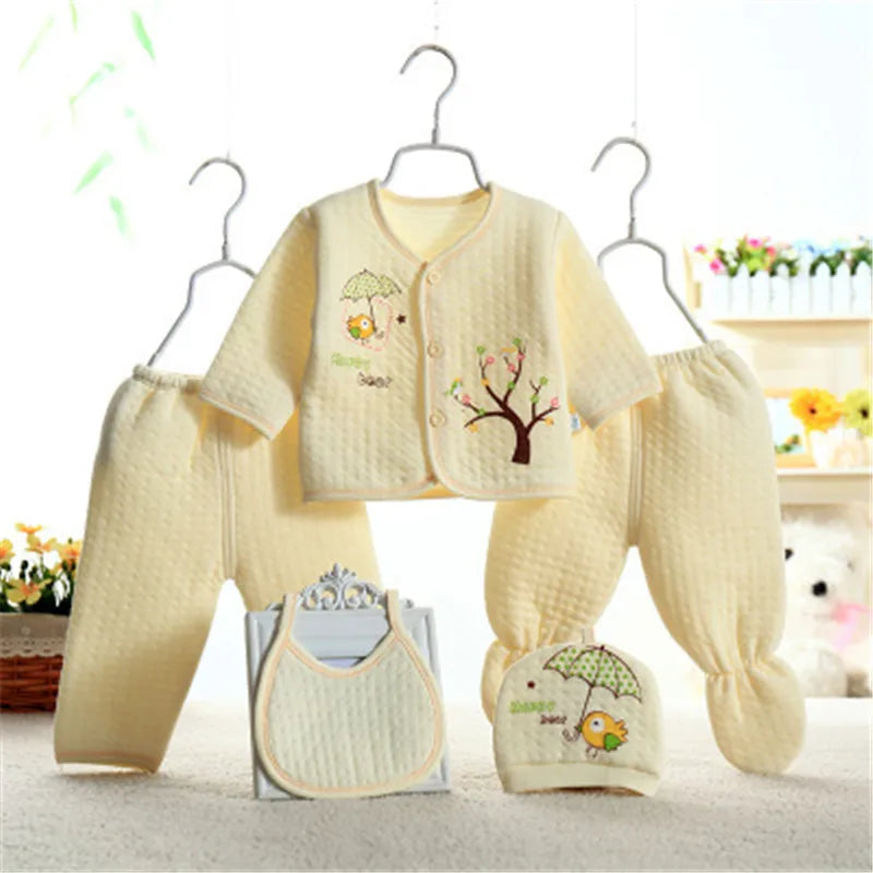 Baby cotton underwear set newborn baby five-piece set thickened and warm 0-3 months spring,autumn and winter boy girl clothing