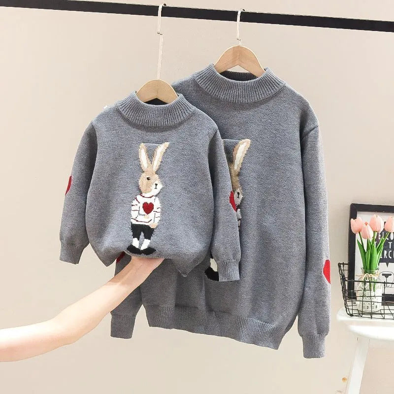 Mom Son Matching Family Jumper Mother And Daughter Sweater Children's Knitted Pullover Korean Parent-Child Autumn Winter Clothes