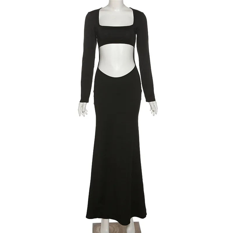 Maternity Dresses For Photo Shoot Black Long Sleeve Backless